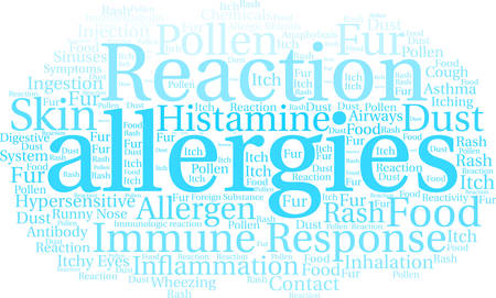 Allergies word cloud on a white background.のイラスト素材