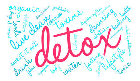 Detox word cloud on a white background.