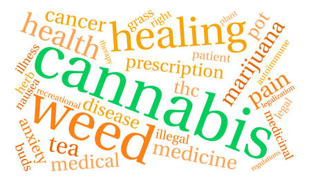 Cannabis word cloud on a white background.のイラスト素材