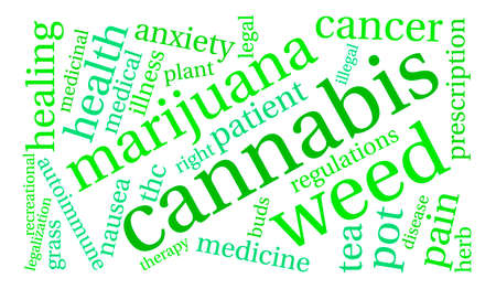 Cannabis word cloud on a white background.のイラスト素材
