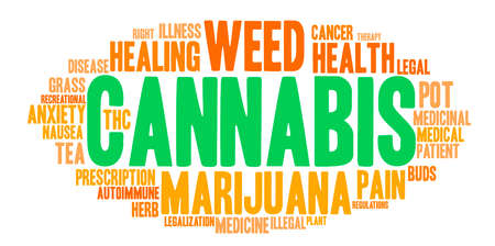 Cannabis word cloud on a white background.のイラスト素材