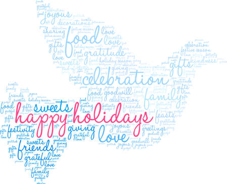 HappyHolidays word cloud on a white background.のイラスト素材