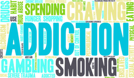 Addiction word  cloud on a white background.のイラスト素材