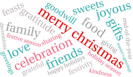 Merry Christmas word cloud on a white background.