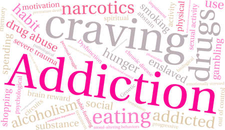 Addiction word  cloud on a white background.のイラスト素材