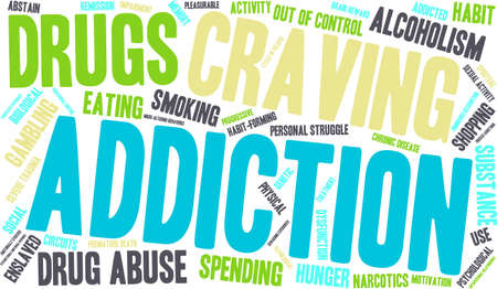 Addiction word  cloud on a white background.のイラスト素材