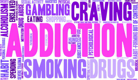 Addiction word  cloud on a white background.のイラスト素材