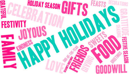 Happy word cloud on a white background.のイラスト素材