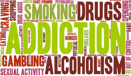 Addiction word  cloud on a white background.のイラスト素材