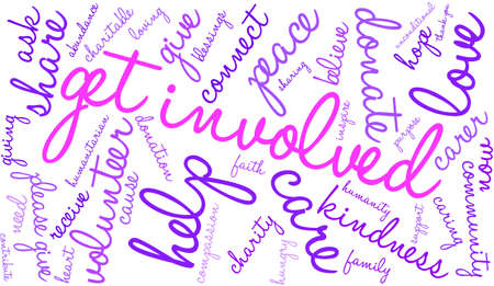 Get Involved word cloud on a white background.