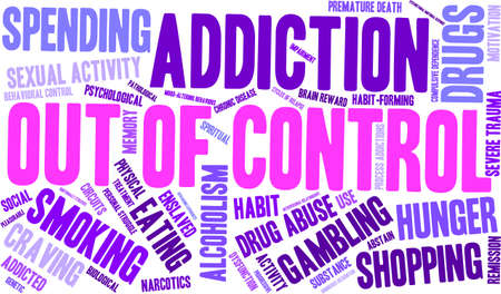OutOfControl Addiction Word Cloud On a White Background.のイラスト素材
