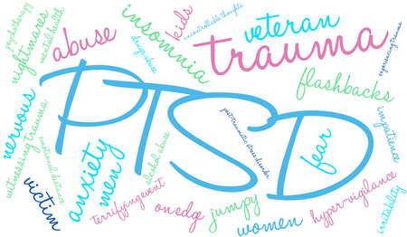PTSD Word Cloud on a white background.のイラスト素材