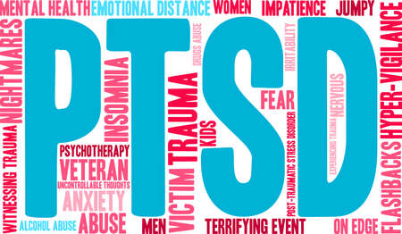 PTSD Word Cloud on a white background.のイラスト素材