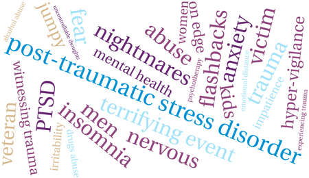 Post-Traumatic Stress Disorder Word Cloud on a white background.のイラスト素材