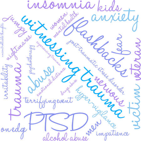 Witnessing Trauma word cloud on a white background.のイラスト素材