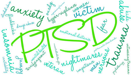 PTSD Word Cloud on a white background.のイラスト素材