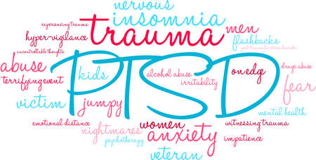 PTSD Word Cloud on a white background.のイラスト素材