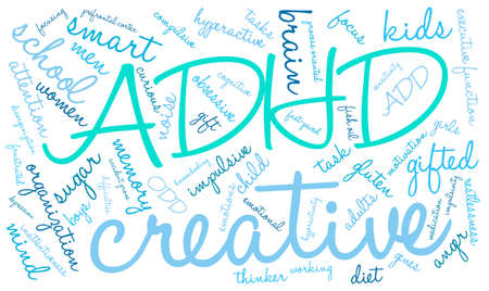 ADHD word cloud on a white background.のイラスト素材