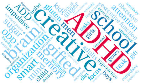 ADHD word cloud on a white background.のイラスト素材