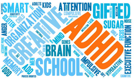 ADHD word cloud on a white background.のイラスト素材