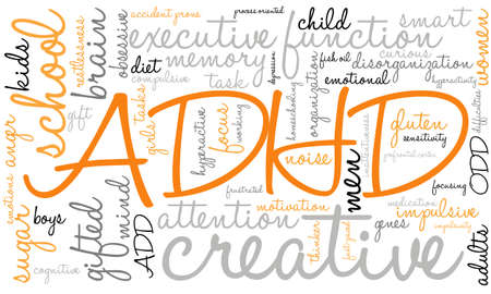 ADHD word cloud on a white background.のイラスト素材