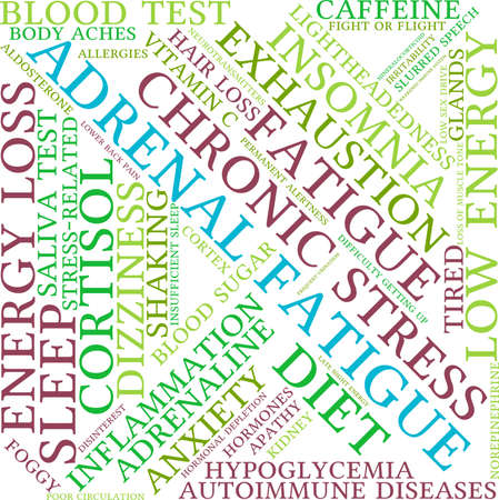 Adrenal Fatigue word cloud on a white background.のイラスト素材