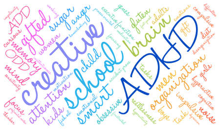 ADHD word cloud on a white background.のイラスト素材