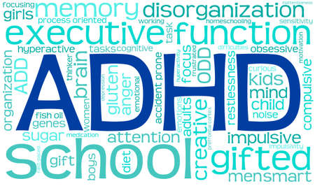 ADHD word cloud on a white background.のイラスト素材