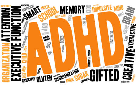 ADHD word cloud on a white background.のイラスト素材