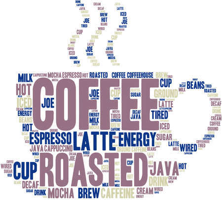Coffee word cloud on a white background.のイラスト素材
