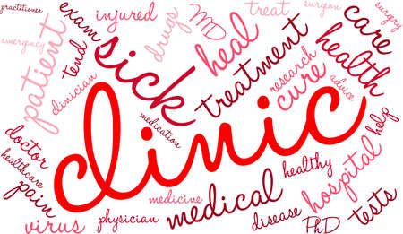 Clinic word cloud on a white background.のイラスト素材