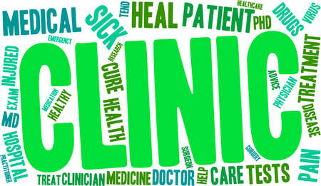 Clinic word cloud on a white background.のイラスト素材