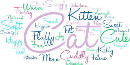 Cat word cloud on a white background.のイラスト素材