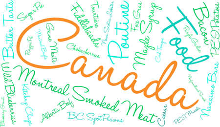 Canada Food word cloud on a white background.のイラスト素材