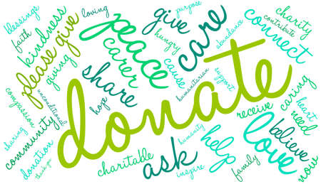 Donate word cloud on a white background.のイラスト素材