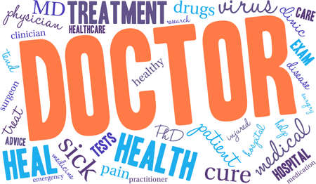 Doctor word cloud on a white background.のイラスト素材