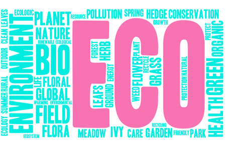 Eco word cloud on a white background.のイラスト素材