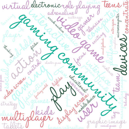 Gaming Community word cloud on a white background.