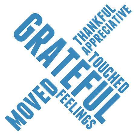 Grateful word cloud on a white background.のイラスト素材