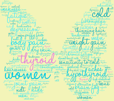 Thyroid word cloud on a pastel background.のイラスト素材