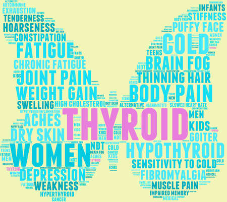 Thyroid word cloud on a pastel background.のイラスト素材