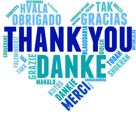 Thank You word cloud on a white background.