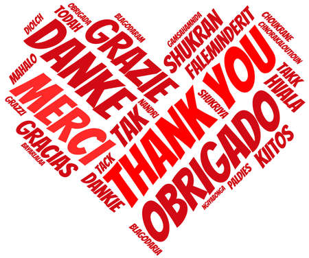 Thank You word cloud on a white background.のイラスト素材