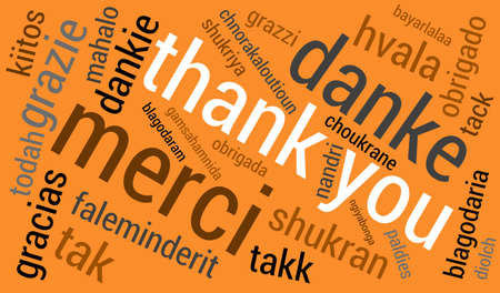 Thank You word cloud on a white background.