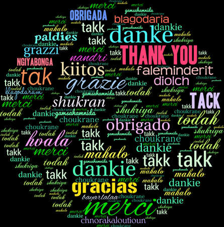 Thank You word cloud on a white background.のイラスト素材