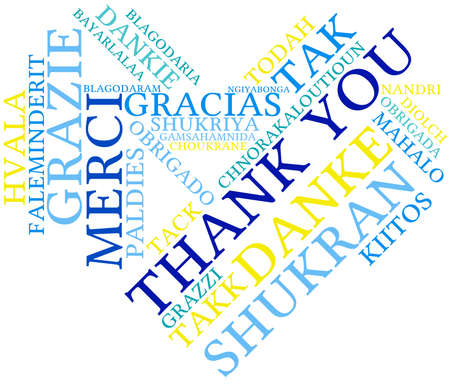 Thank You word cloud on a white background.のイラスト素材