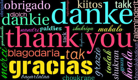 Thank You word cloud on a white background.のイラスト素材