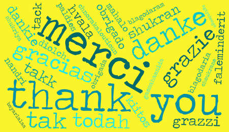 International Thank You word cloud. Each word used in this word cloud is another language's version of the word Thank You.のイラスト素材