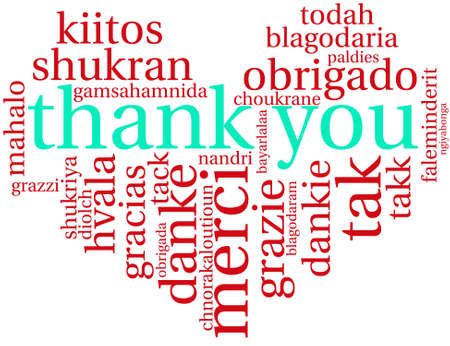 Thank You word cloud on a white background.のイラスト素材