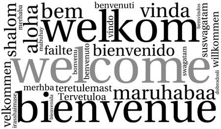 International Welcome Word Cloud. Each word used in this word cloud is another language's version of the word Welcome.のイラスト素材